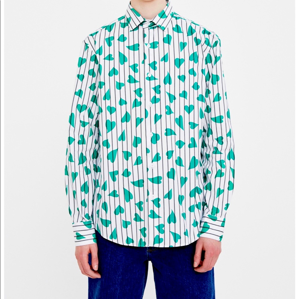 JW Anderson green heart striped shirt